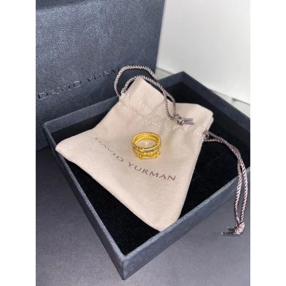 David Yurman 18K Solid Yellow Gold & Diamond Petite Helena size 8 Ring w Box+Bag - Picture 7 of 10
